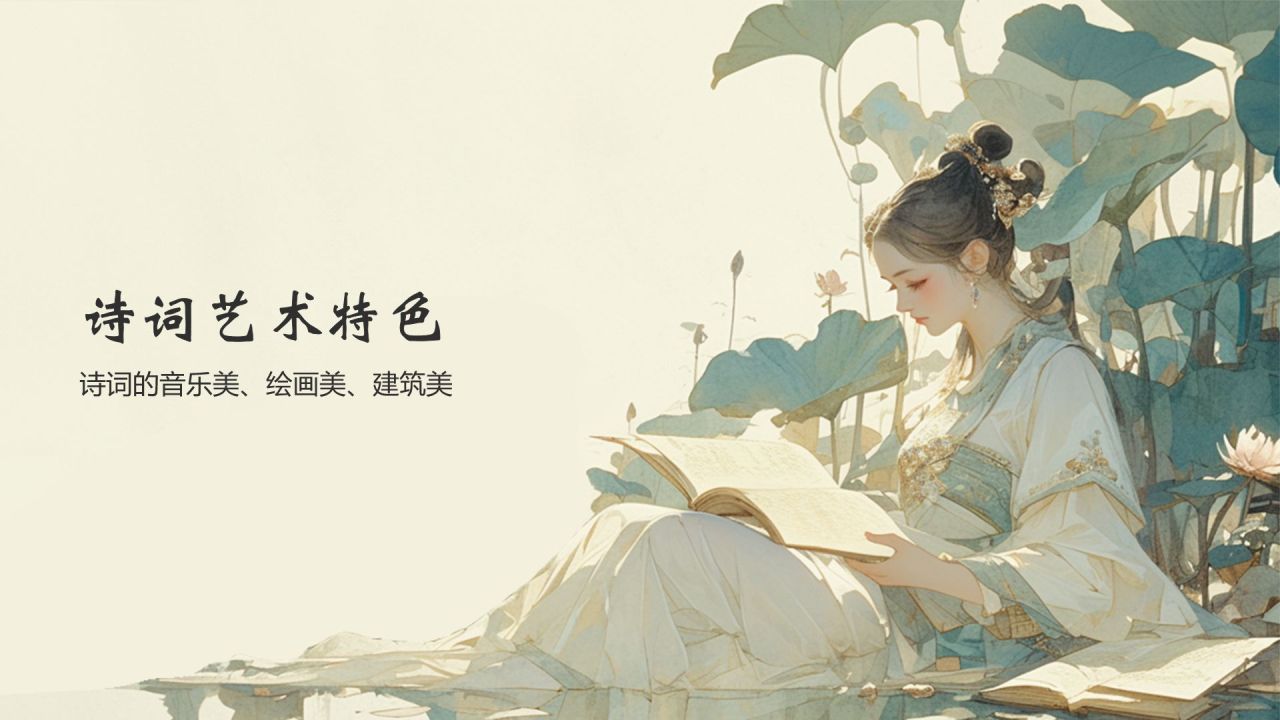 黄灰色色水墨风中国风语文诗词鉴赏通用PPT模板