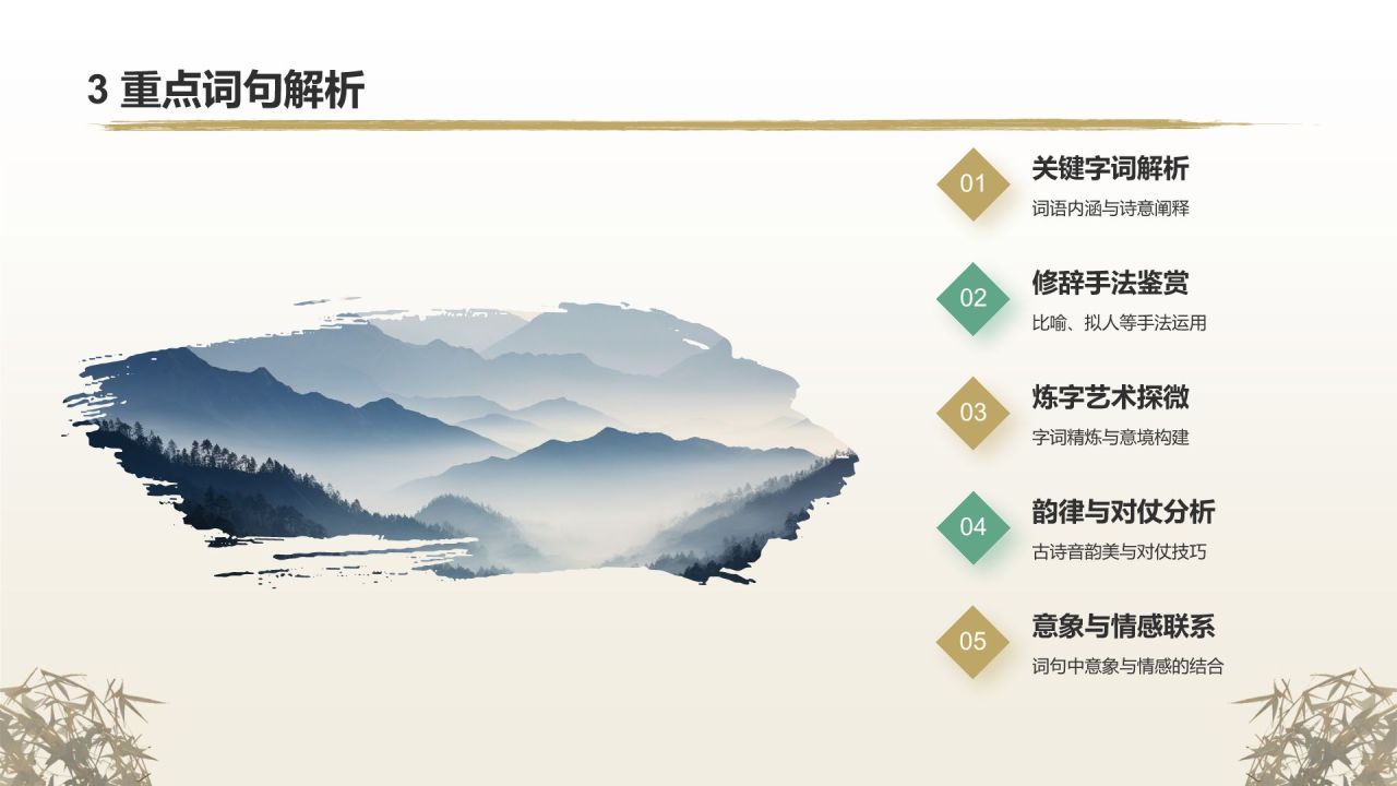 黄灰色水墨风古诗三首语文教学课件PPT模板