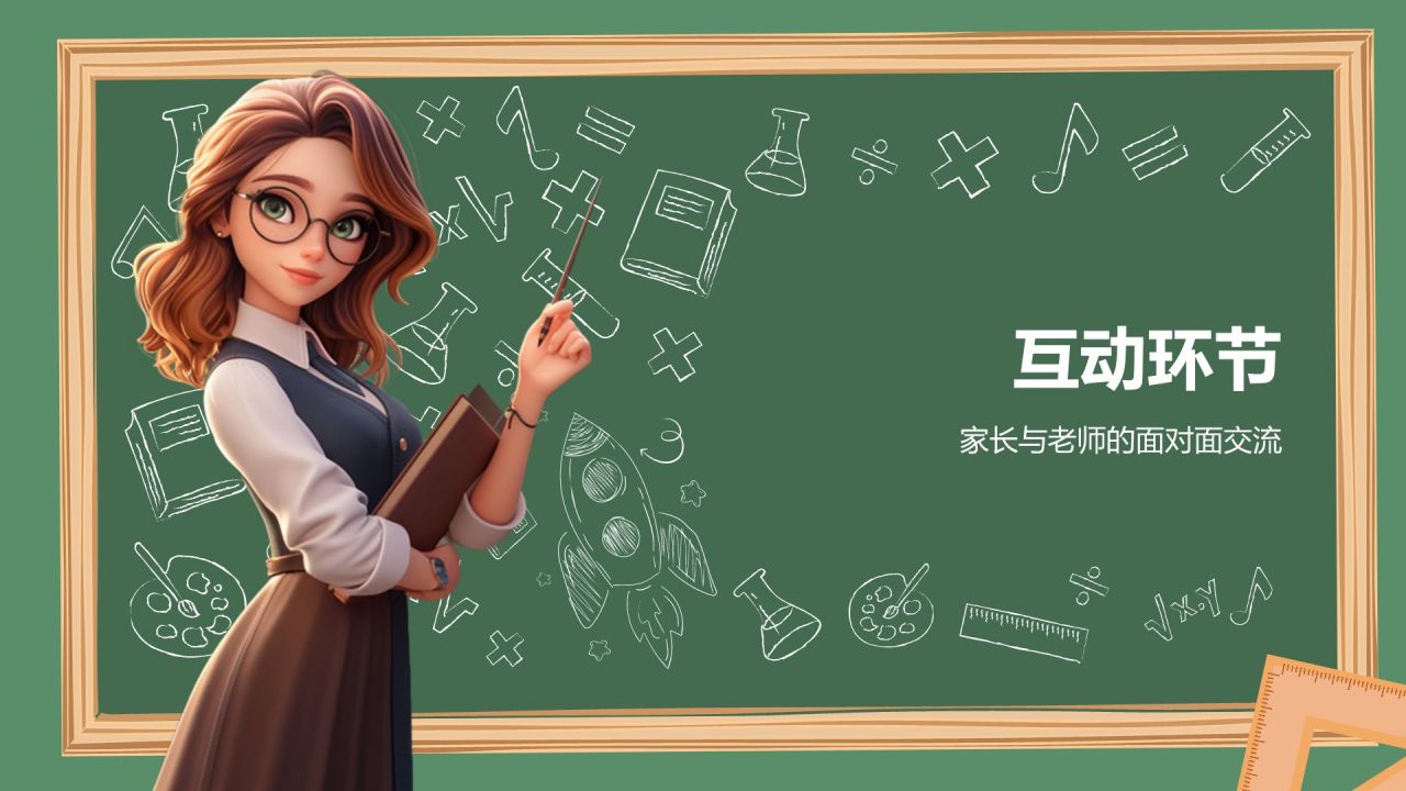 绿色插画风中考冲刺家长会PPT模板