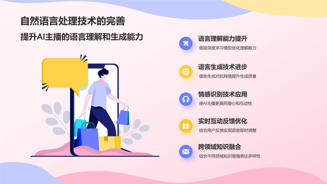 蓝色插画风电商带货主播优势分析PPT模板