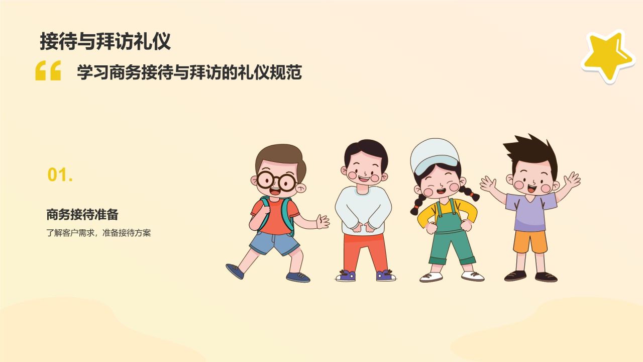 黄色卡通风文明礼仪教育PPT模板