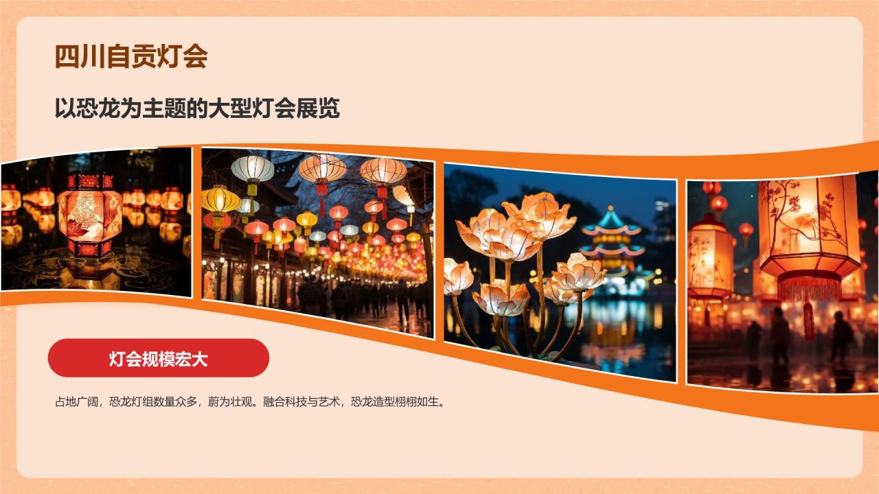 橙色复古风非物质文化遗产之花灯PPT模板
