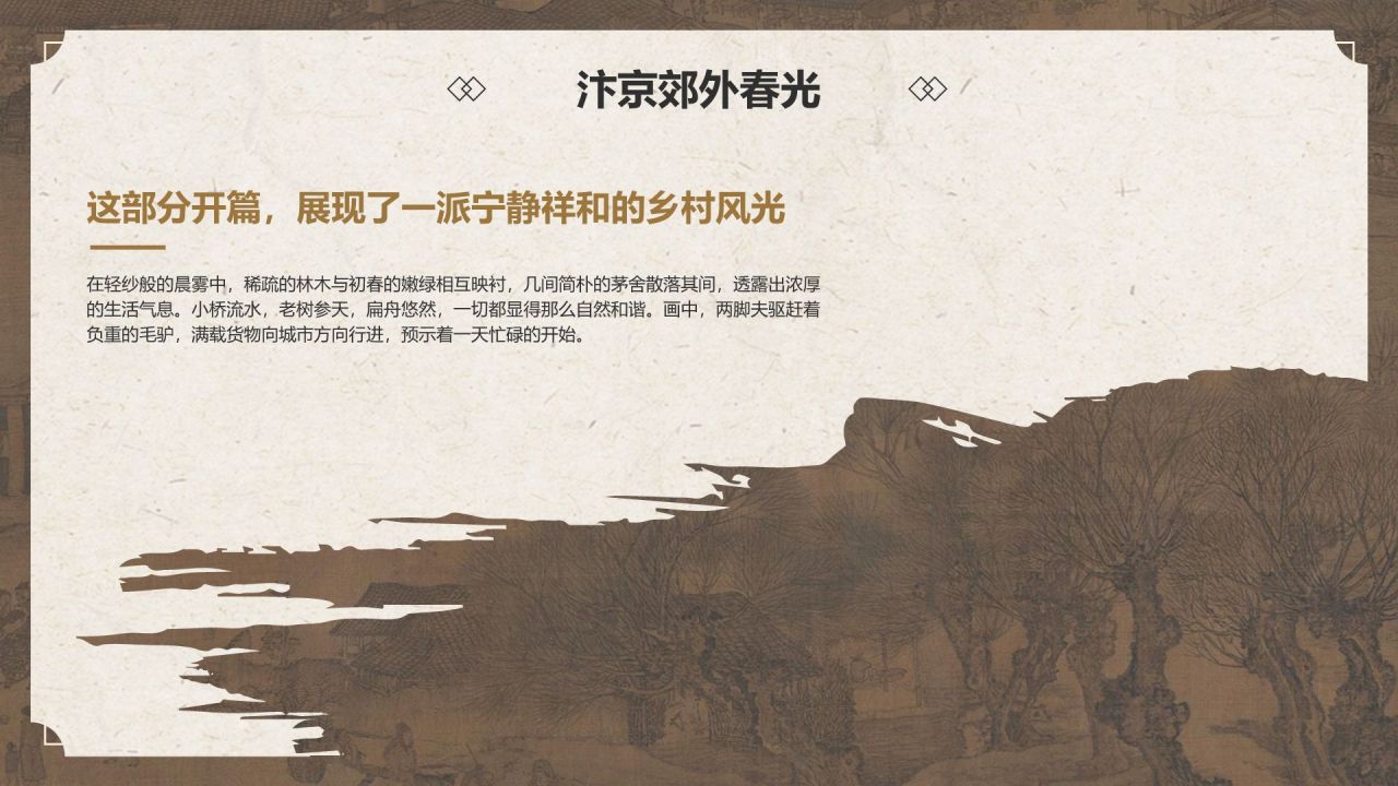 橙色复古风中国十大传世名画——清明上河图PPT模板