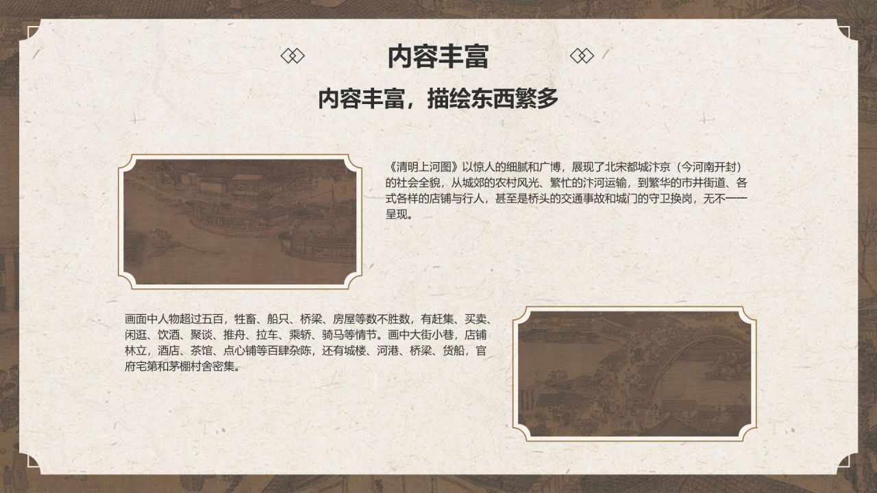 橙色复古风中国十大传世名画——清明上河图PPT模板