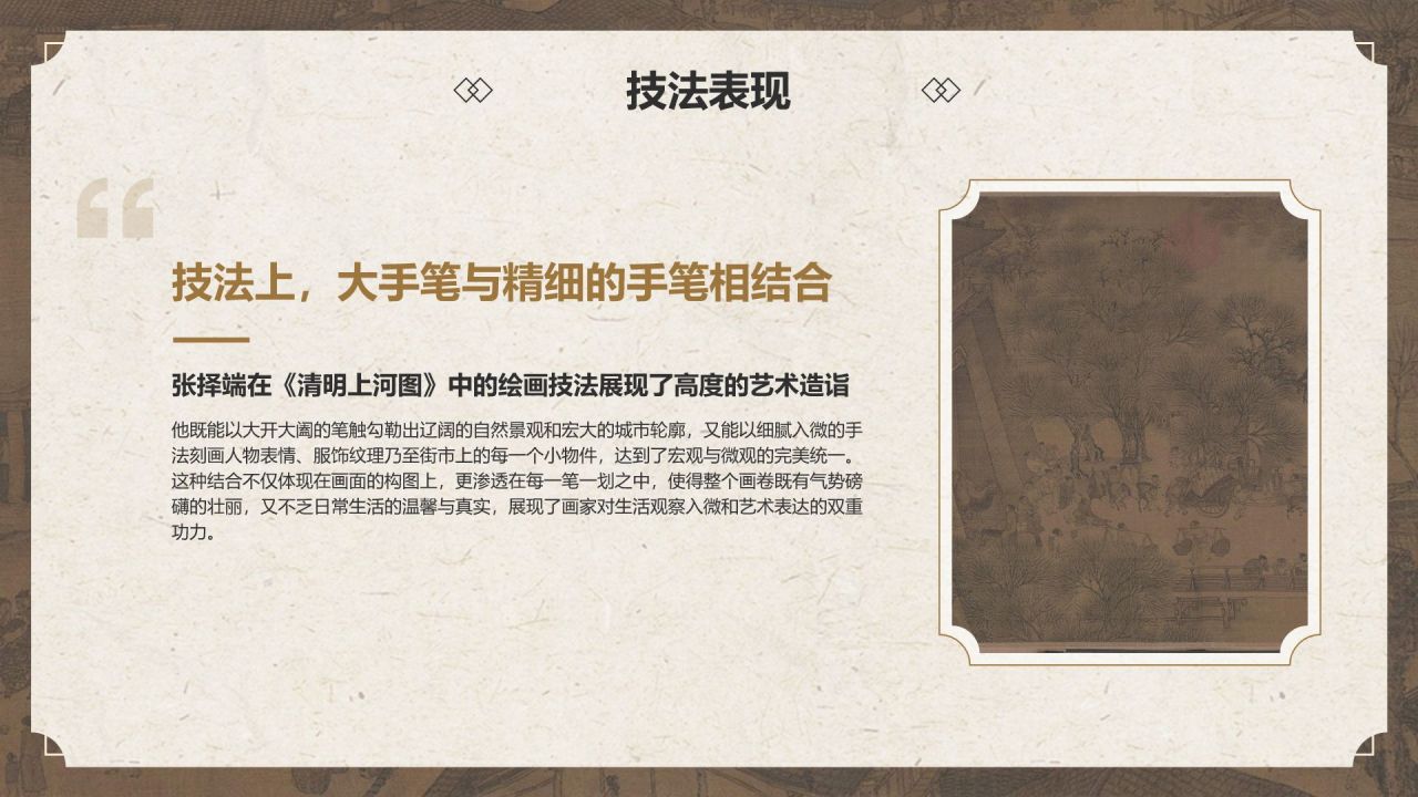 橙色复古风中国十大传世名画——清明上河图PPT模板