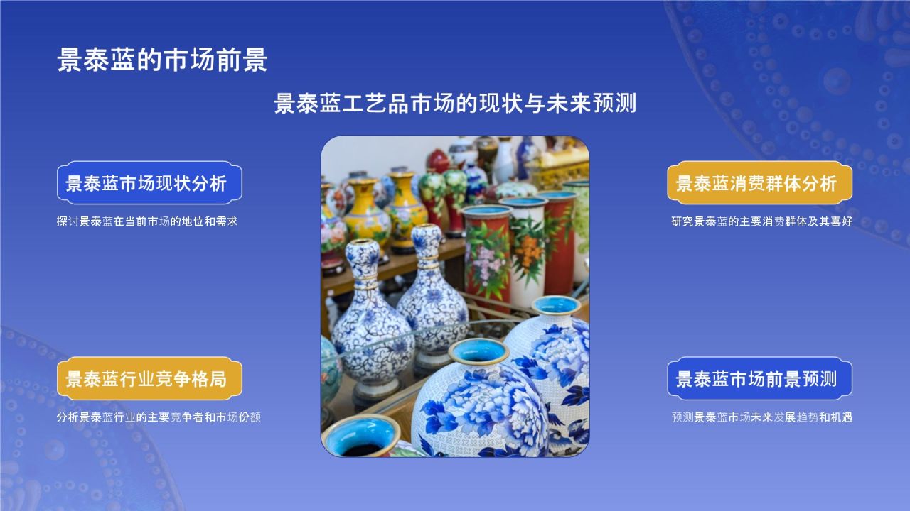 蓝色国风掐丝珐琅景泰蓝PPT模板