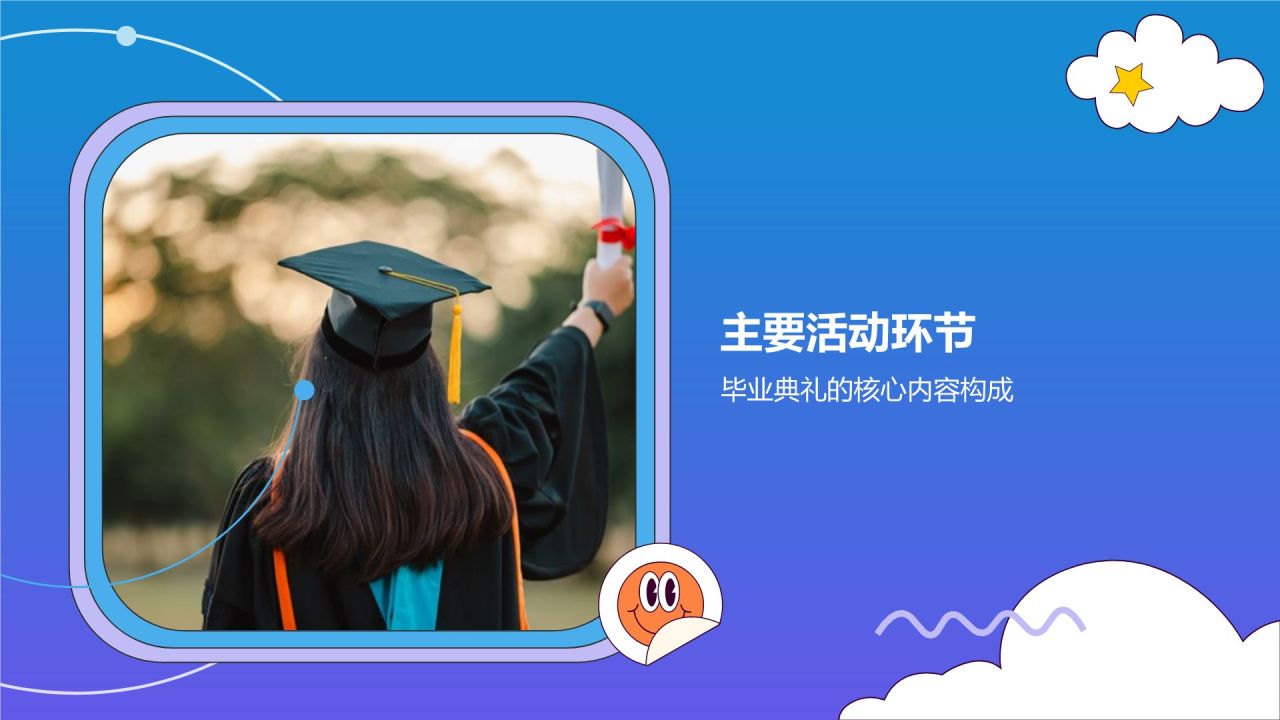 蓝色渐变风毕业典礼流程规划PPT模板