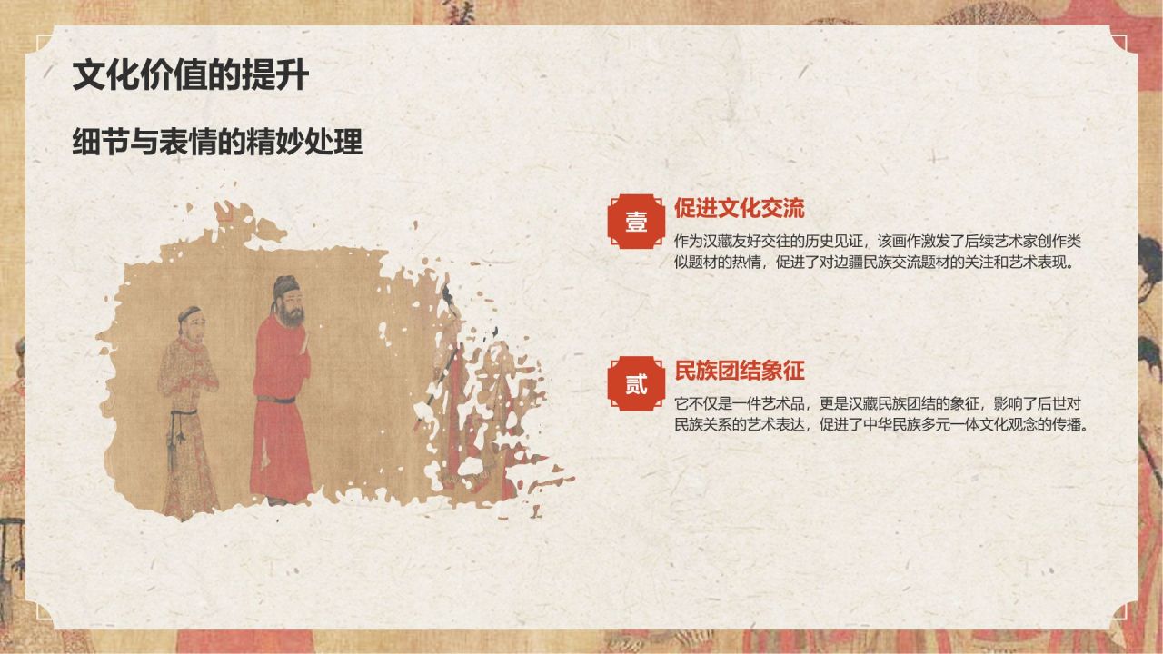 红色复古风中国十大传世名画——步辇图PPT模板