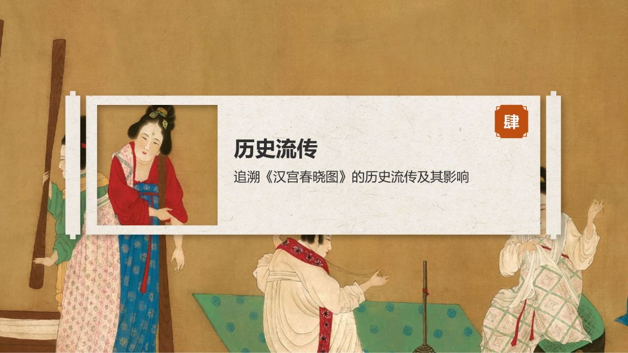 橙色复古风中国十大传世名画——唐宫仕女图PPT模板