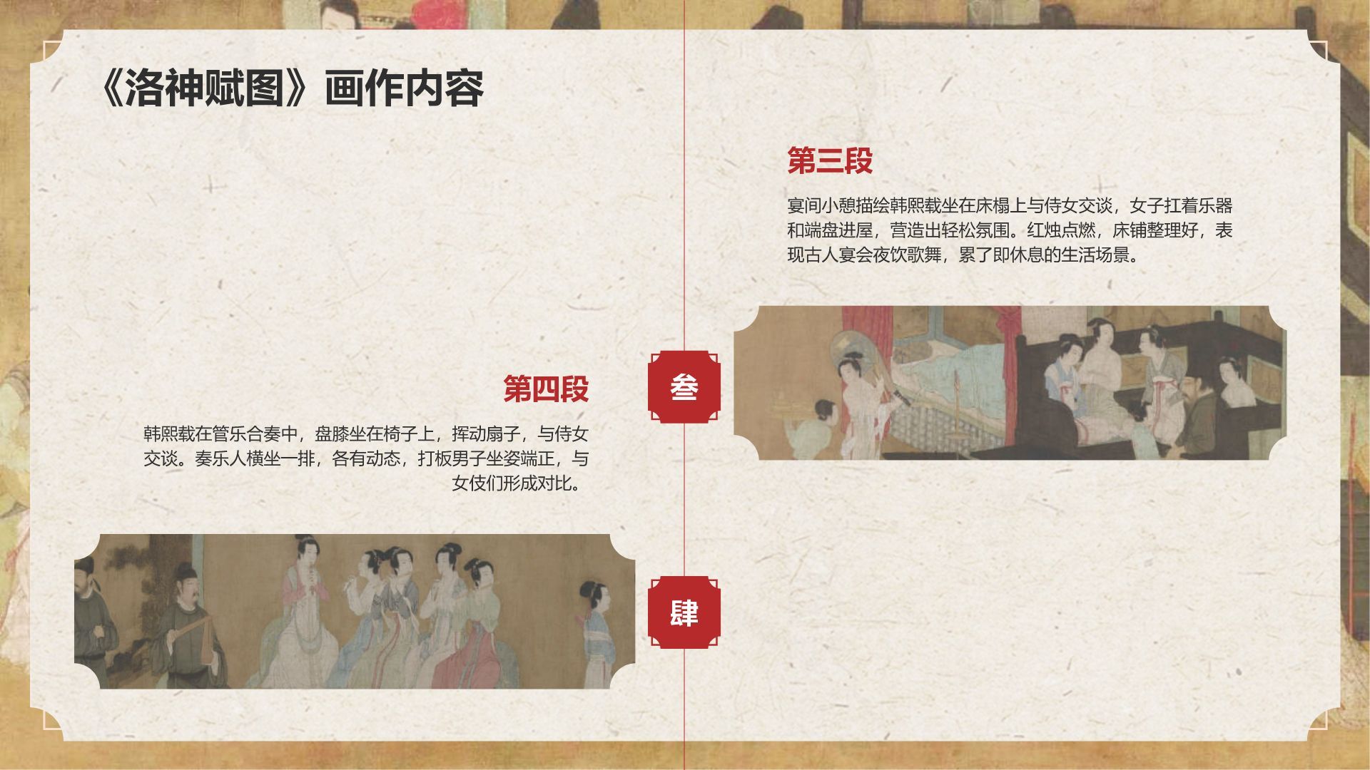 红色复古风中国十大传世名画——韩熙载夜宴图PPT模板