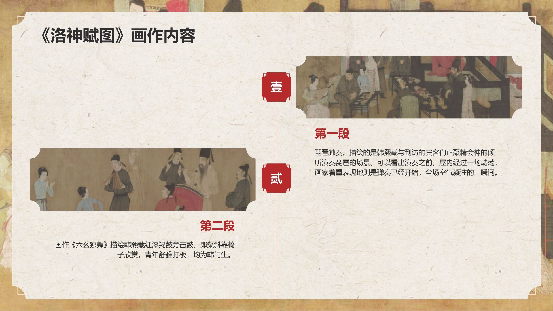 红色复古风中国十大传世名画——韩熙载夜宴图PPT模板