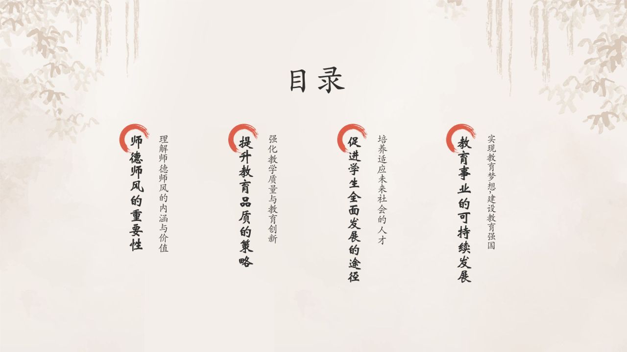 橙色水墨风教师师德师风教育宣传PPT模板