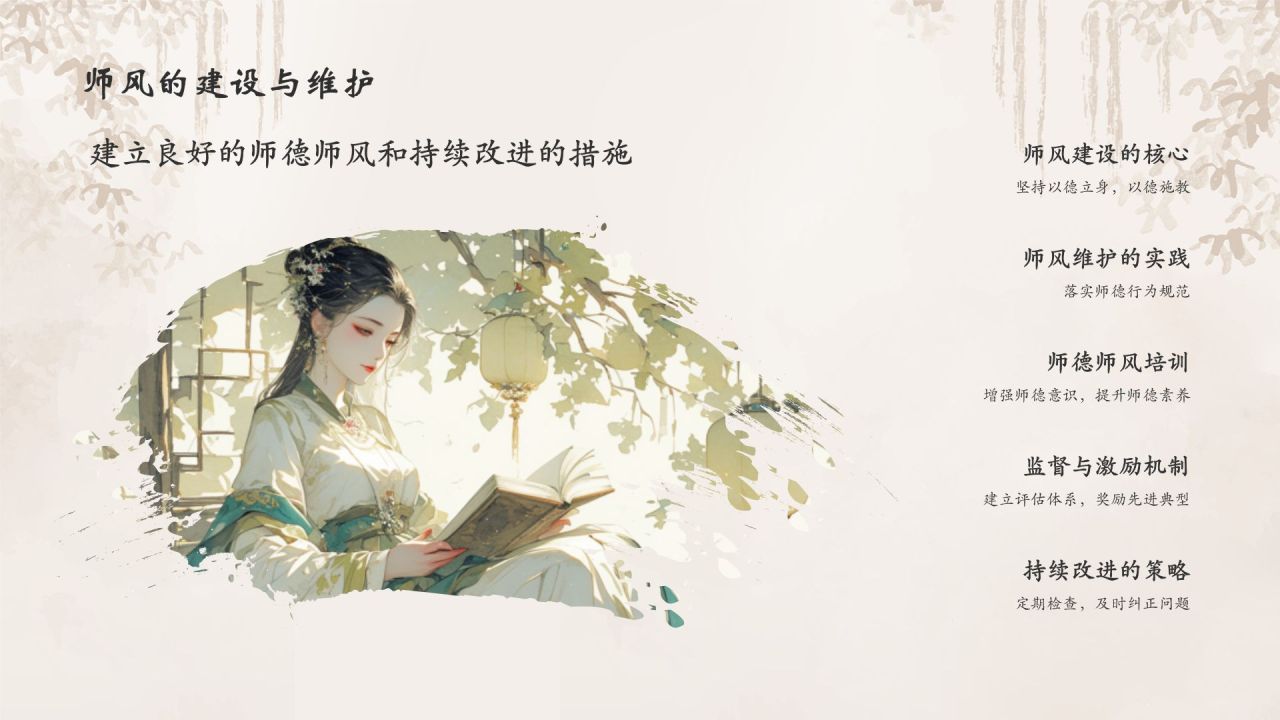 橙色水墨风教师师德师风教育宣传PPT模板