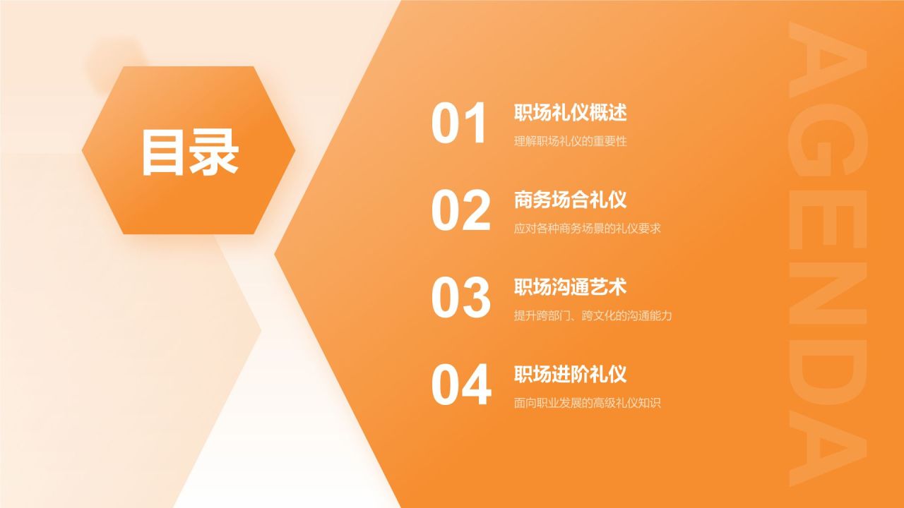 橙色商务风职场礼仪培训PPT模板