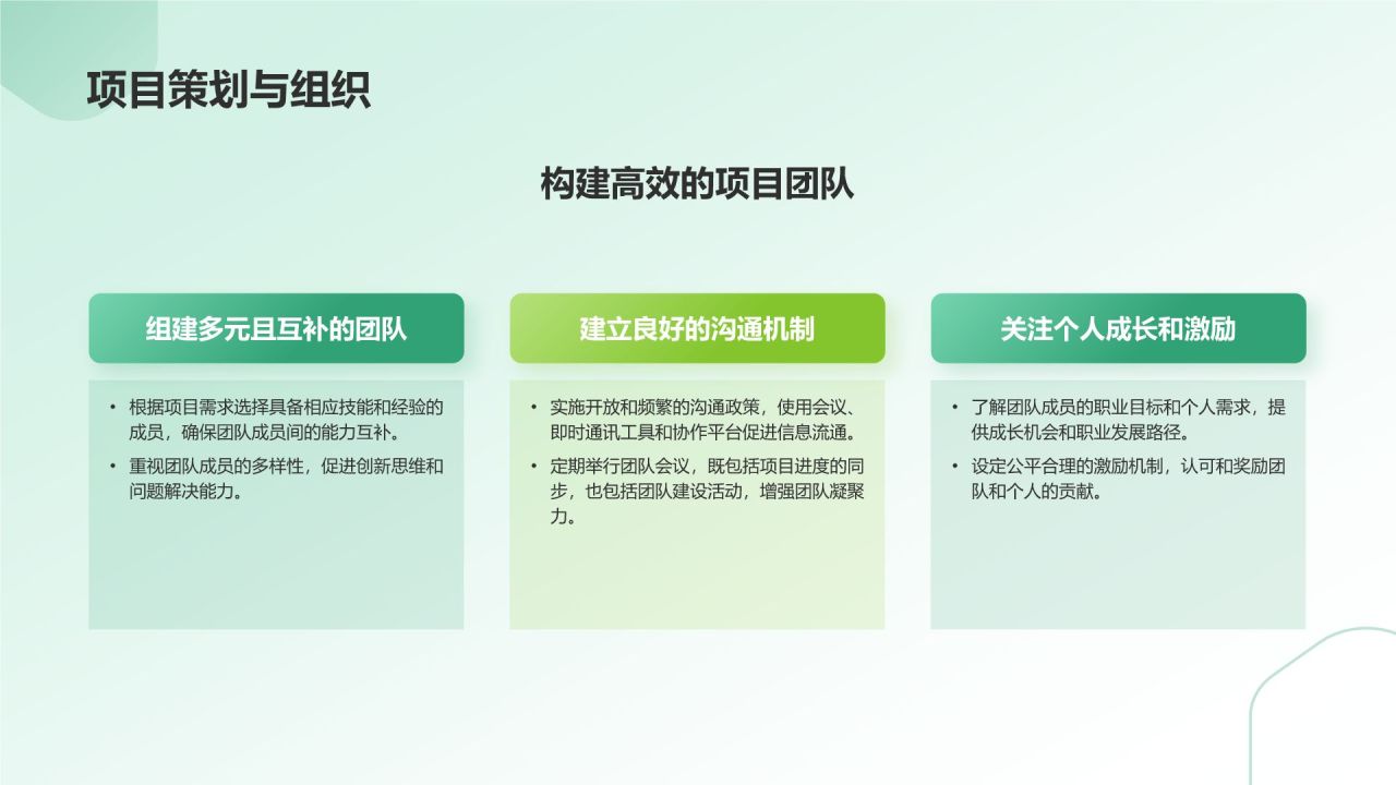 绿色商务风项目管理培训PPT模板