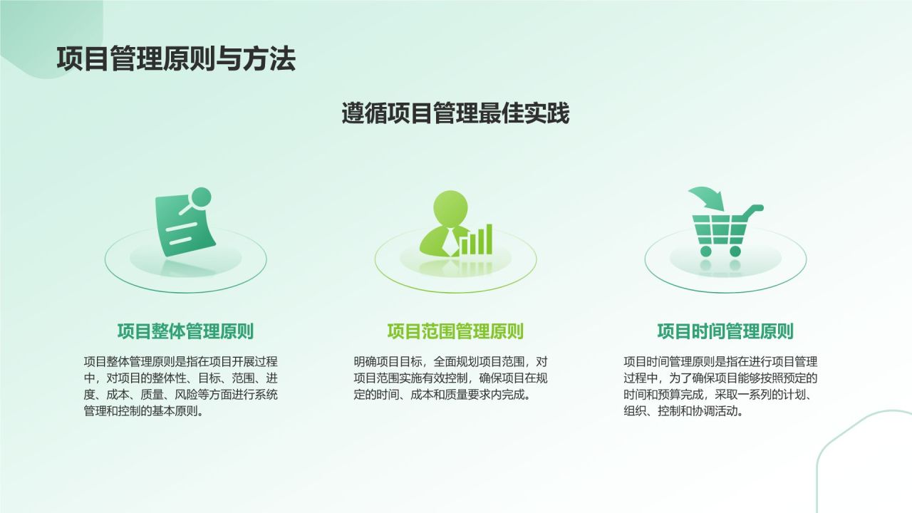 绿色商务风项目管理培训PPT模板