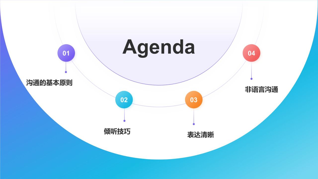 紫色3D风有效的沟通技巧PPT模板