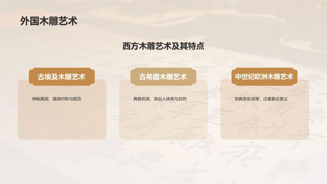 橙色水墨风木雕PPT模板