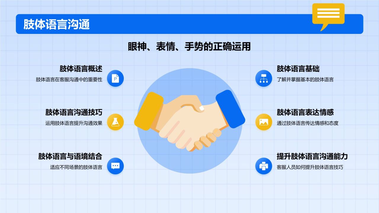 蓝色插画风客服礼仪培训PPT模板