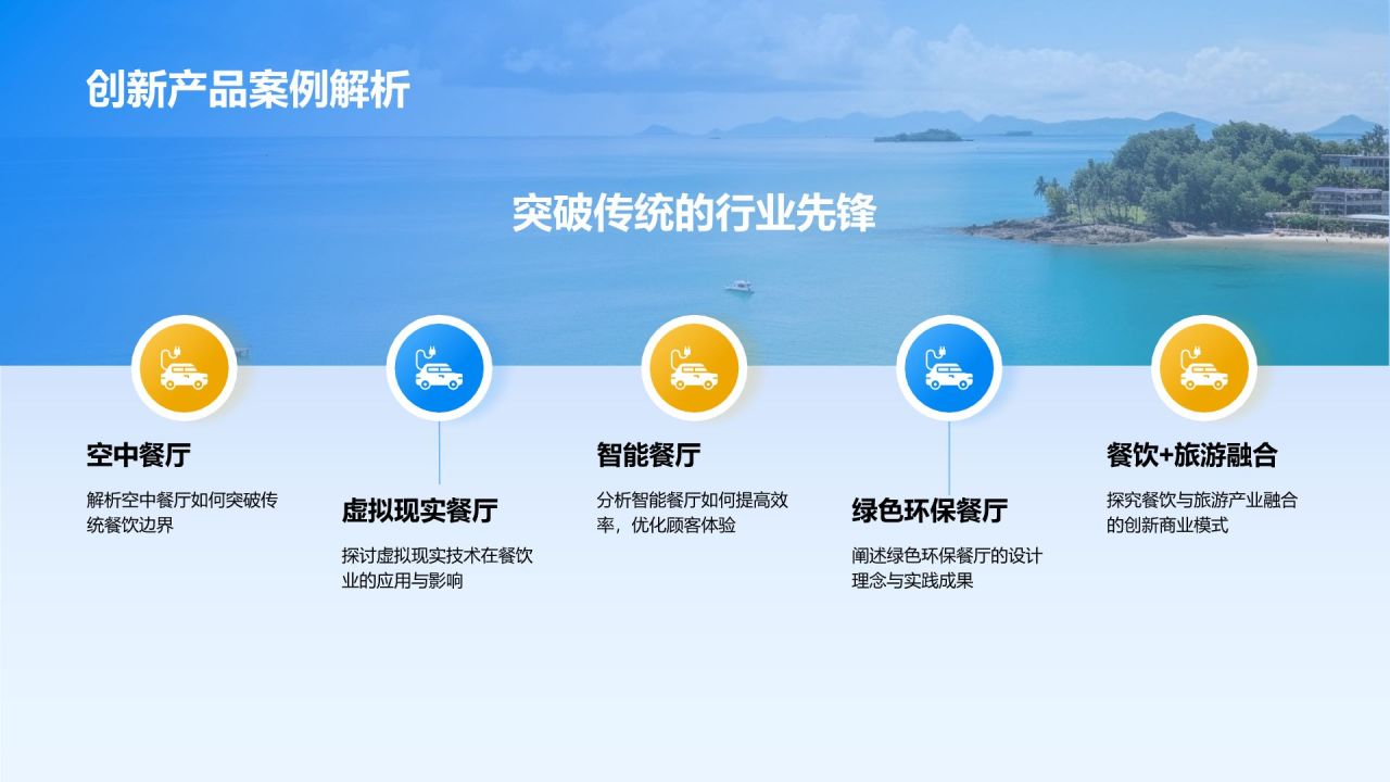 蓝色几何风旅游产品介绍PPT模板