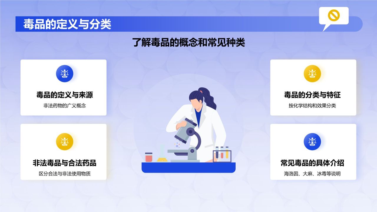蓝色插画风国际禁毒日PPT模板