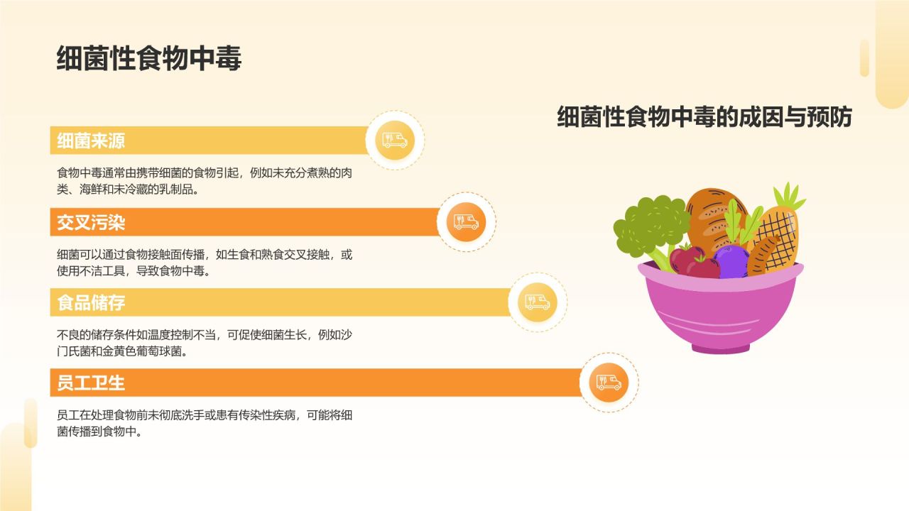 橙色插画风食品安全知识培训PPT模板
