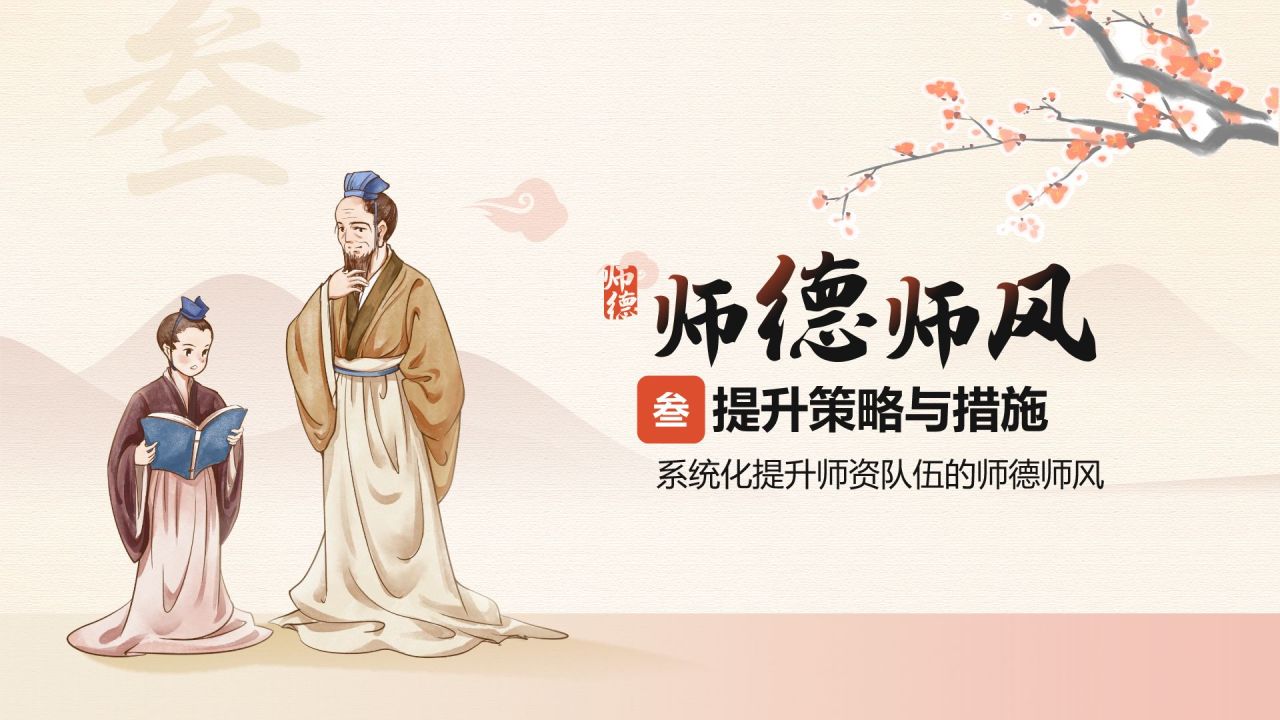 橙色复古风扬师德正师风PPT模板