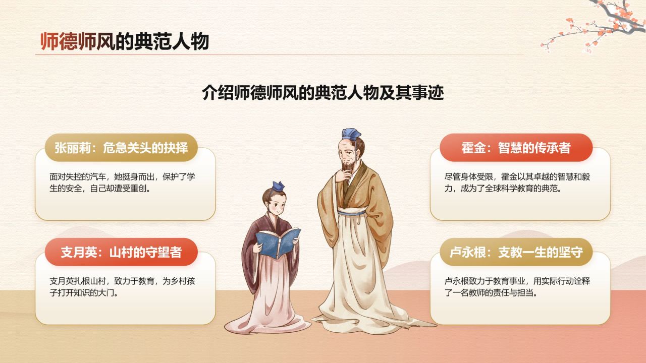 橙色复古风扬师德正师风PPT模板
