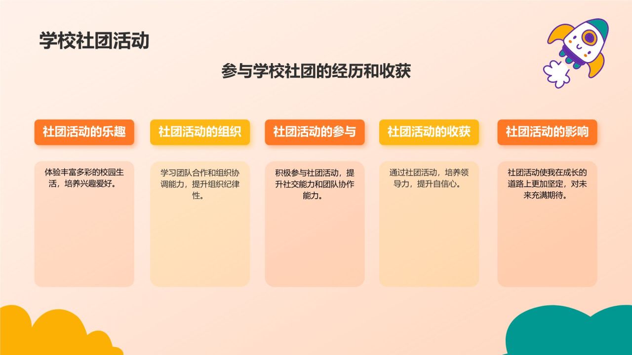 橙色插画风小学生自我介绍PPT模板