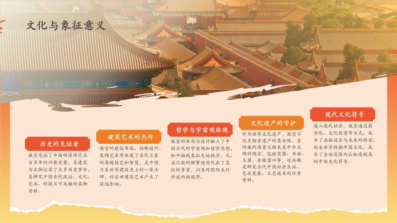 红色国潮风文化遗产明清故宫 —— 紫禁城的辉煌PPT模板