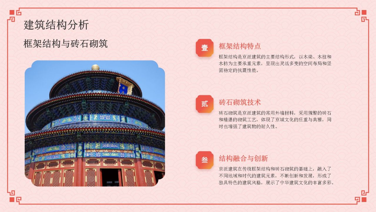 红色国潮风京派建筑PPT模板