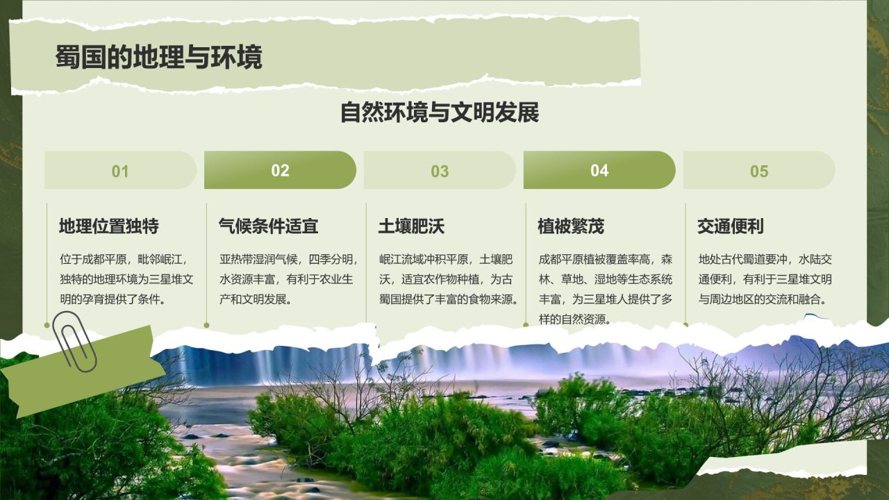 绿色复古风文化遗产——三星堆知识普及PPT模板