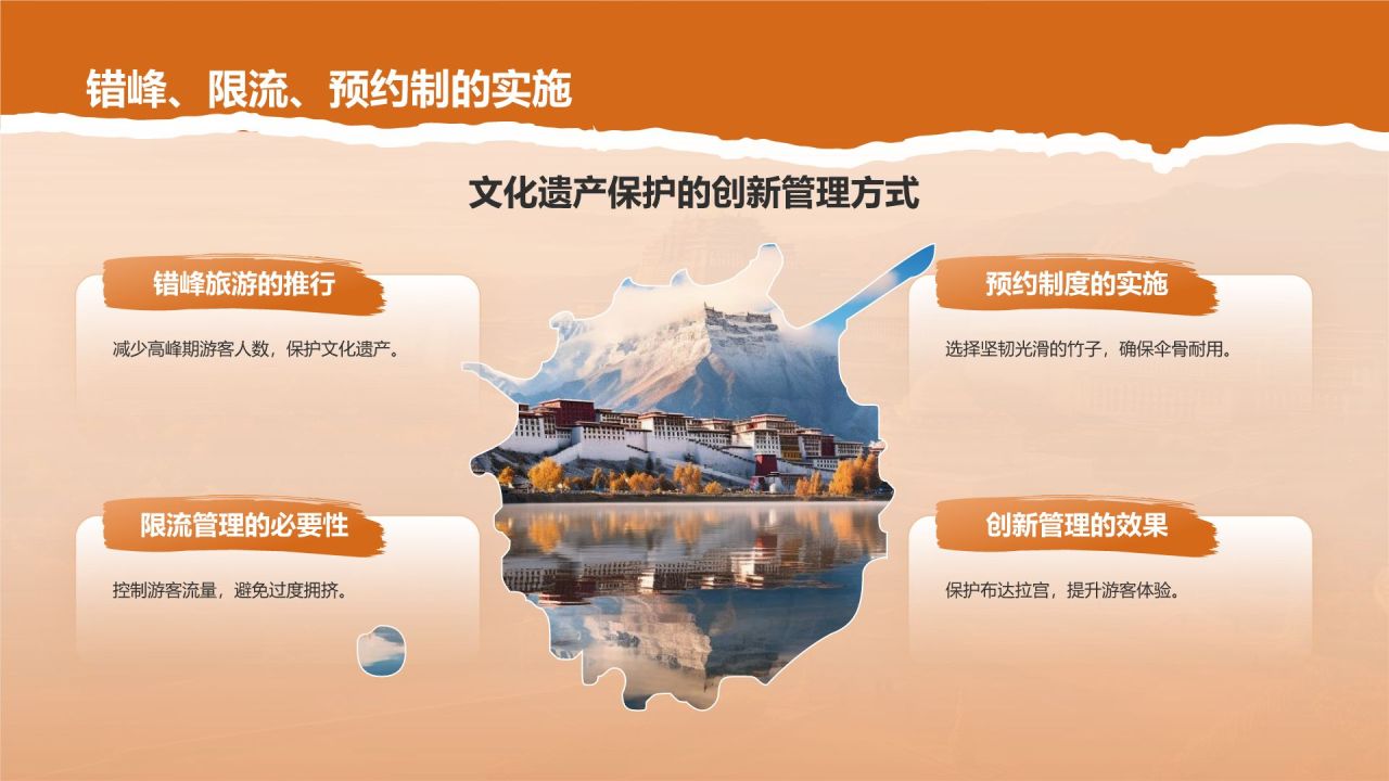 橙色国潮风文化遗产——拉萨布达拉宫知识普及PPT模板