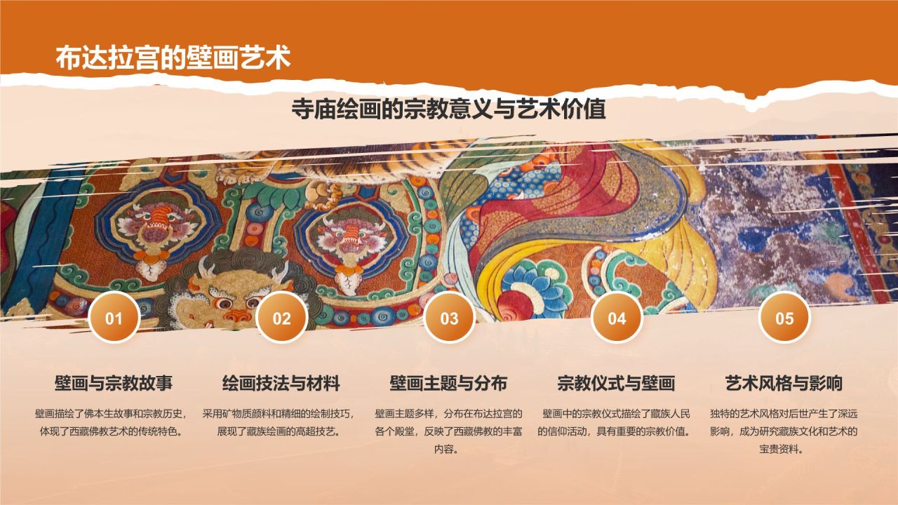 橙色国潮风文化遗产——拉萨布达拉宫知识普及PPT模板