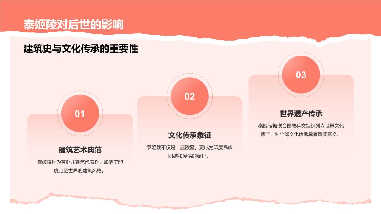 粉色扁平风文化遗产——泰姬陵知识普及PPT模板