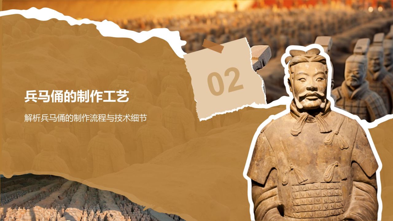 橙色复古风文化遗产——兵马俑知识普及PPT模板