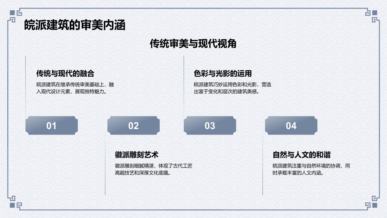 蓝色水墨风皖派建筑介绍PPT模板
