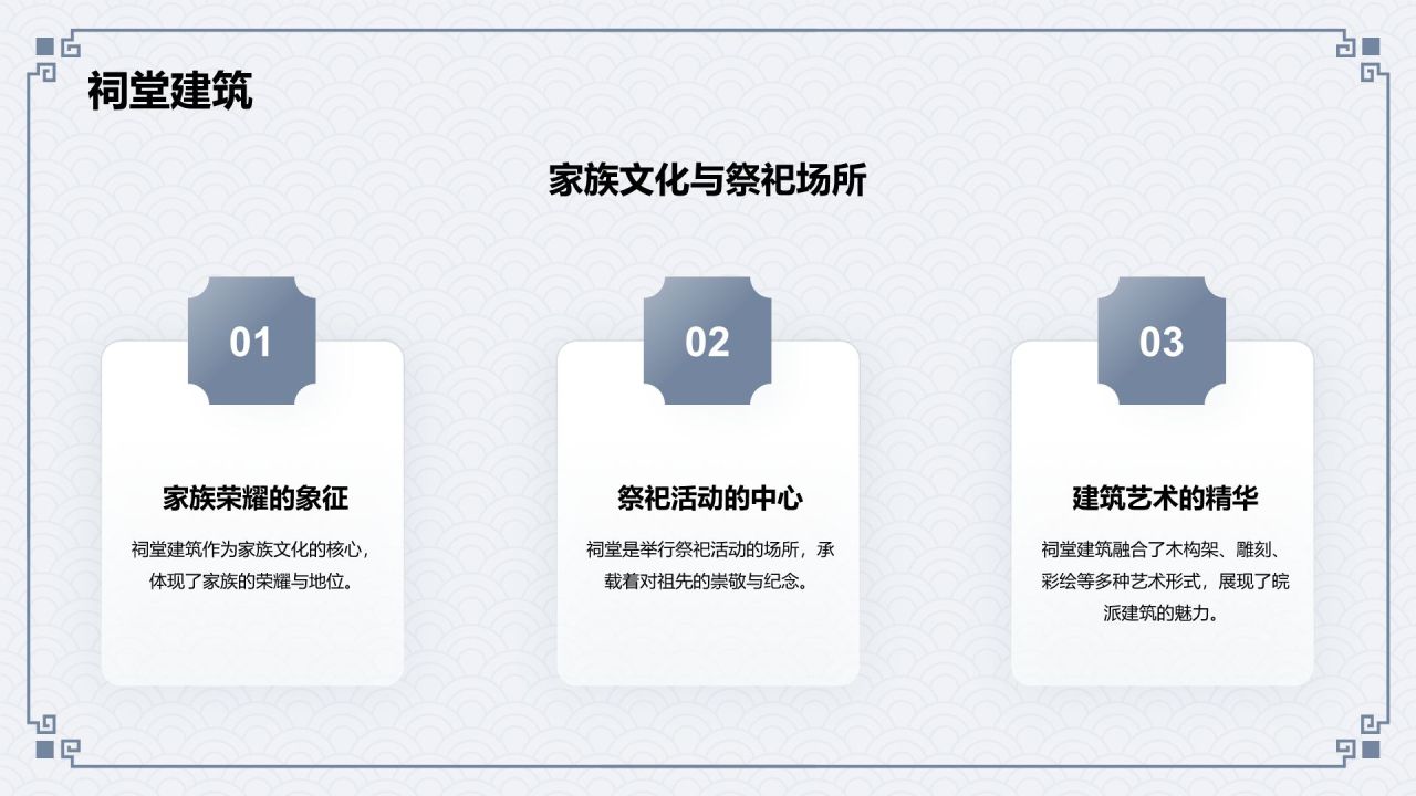 蓝色水墨风皖派建筑介绍PPT模板