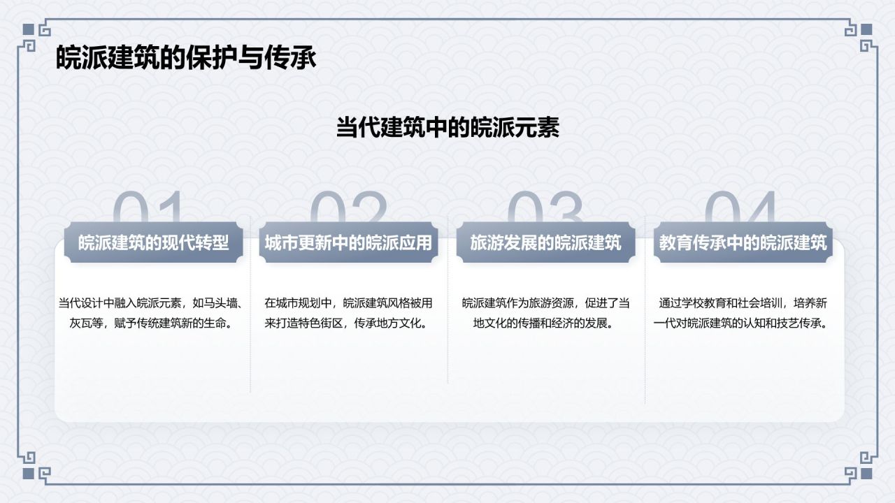 蓝色水墨风皖派建筑介绍PPT模板