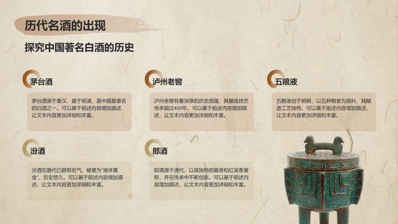 橙色复古风中国酒文化PPT模板