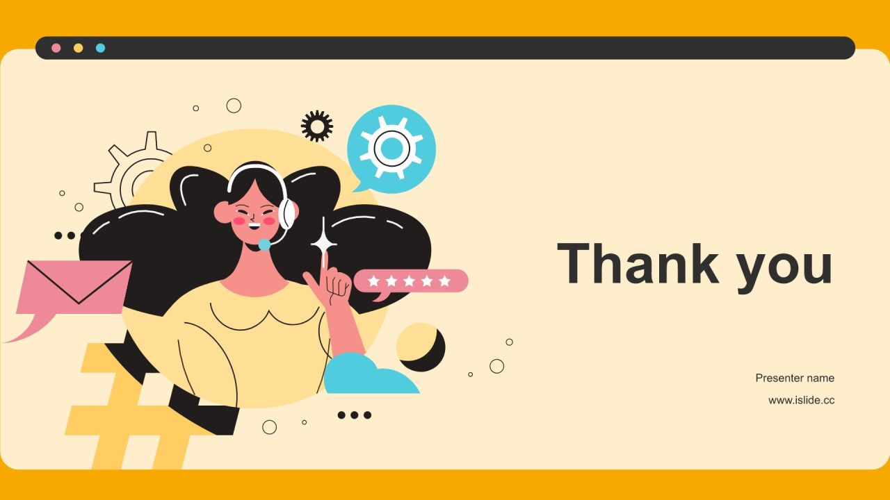 橙色插画风客服心态及沟通技巧培训PPT模板