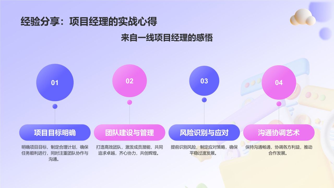 紫色3D风如何做好项目管理PPT模板