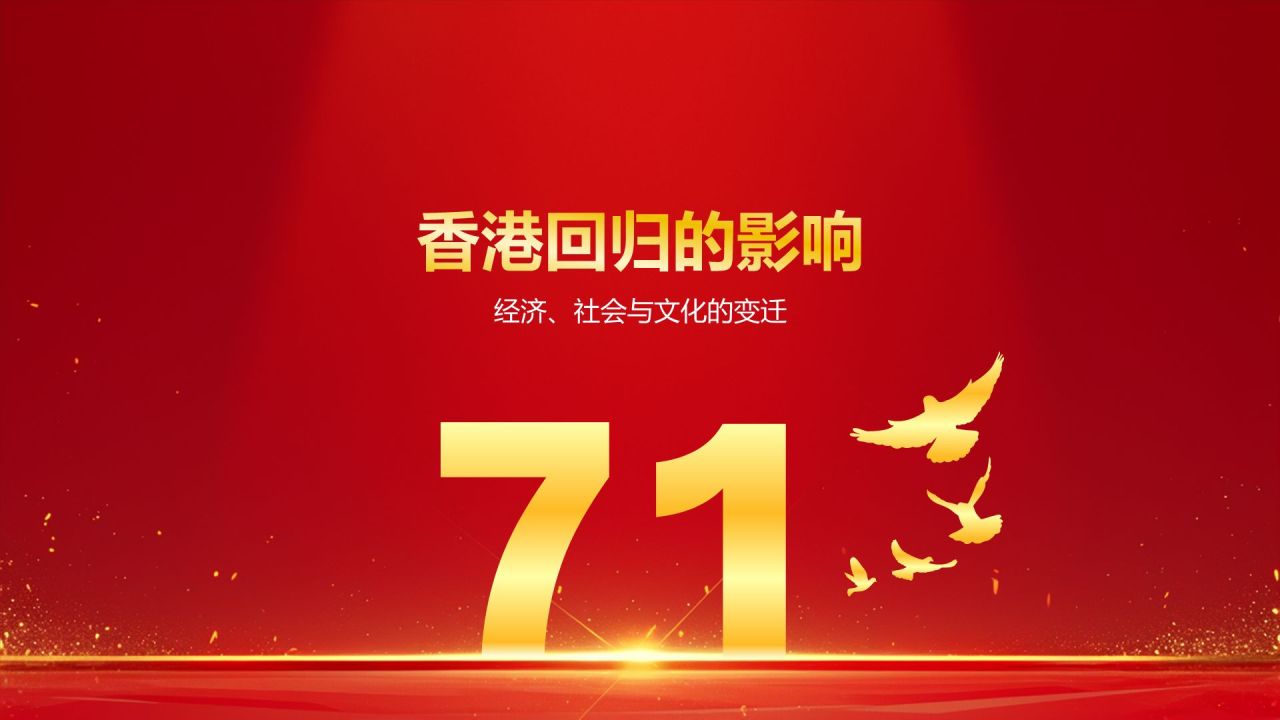 红色党政风香港回归日PPT模板