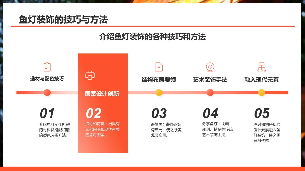 红色摄影风非遗鱼灯PPT模板