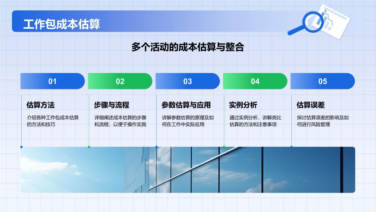 蓝色插画风项目成本管理培训PPT模板