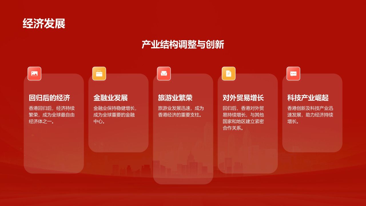红色党政风香港回归日PPT模板