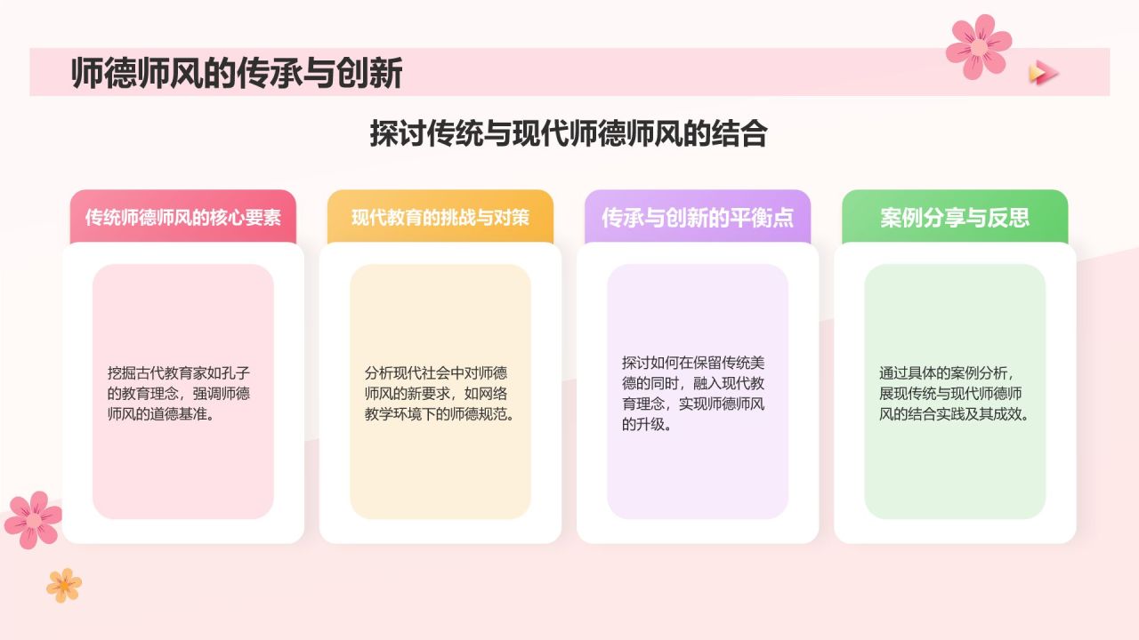 粉色扁平风心灯不息，教育情深，师德师风演讲PPT模板