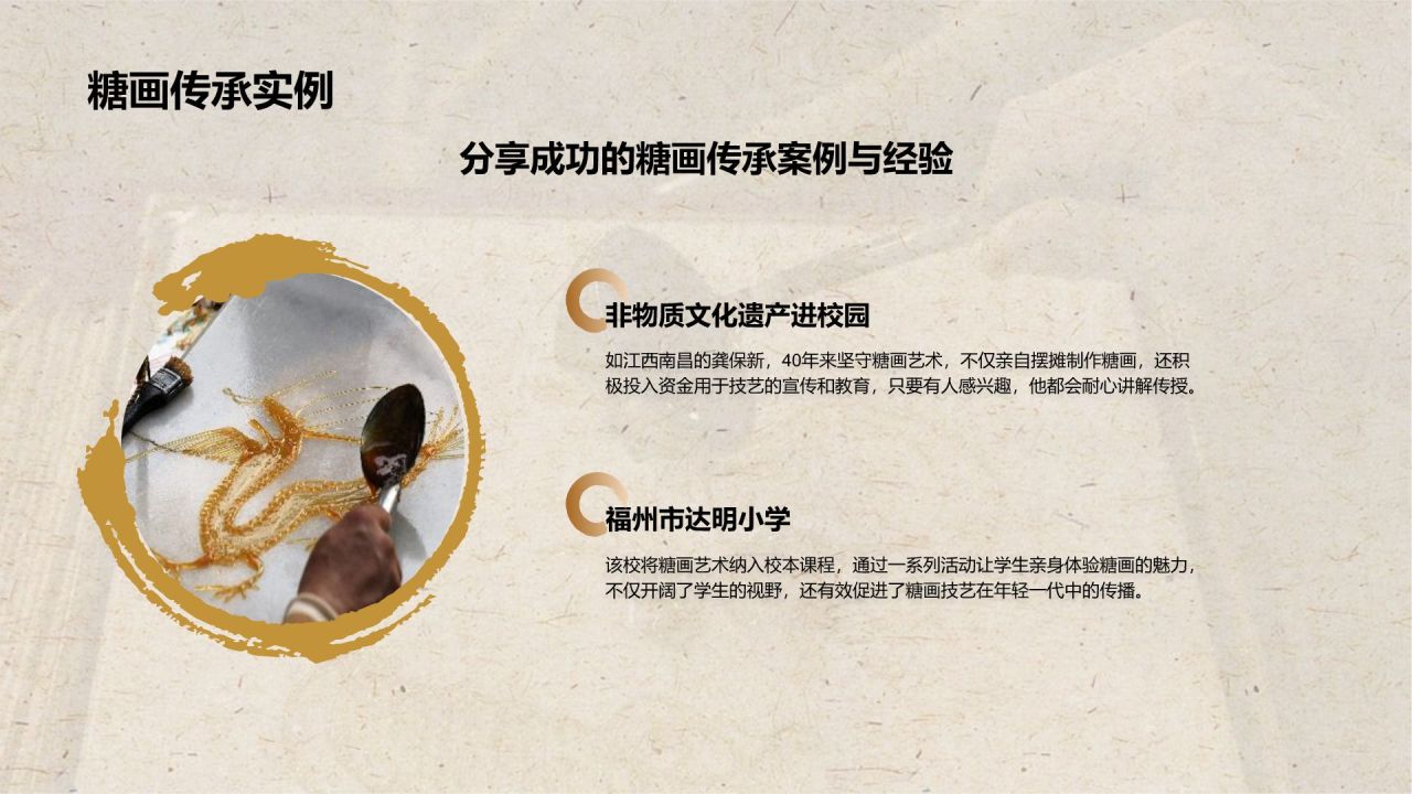橙色复古风非遗文化——糖画介绍PPT模板