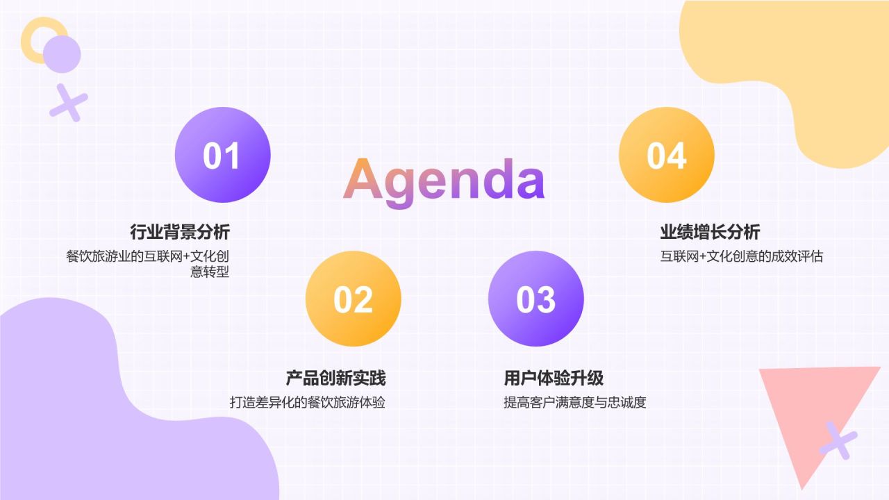 紫色孟菲斯互联网+文化创意服务总结汇报PPT模板