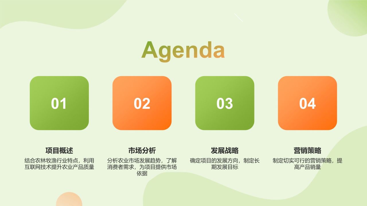 绿色扁平风互联网+质量兴农商业计划书PPT模板